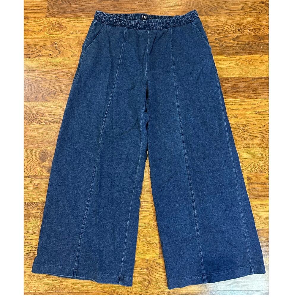Gap UltraSoft Wide Leg Trousers Women’s XL Blue Mid Rise Front Seam Pull-On Pant